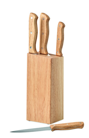 Messerblock 5-teilig - Holz bedrucken, Art.-Nr. MO6308-40 Messerblock 5-teilig - Holz bedrucken, Art.-Nr. MO6308-40