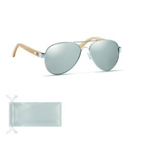 Sonnenbrille Bambus - Silber Glänzend bedrucken, Art.-Nr. MO6450-17