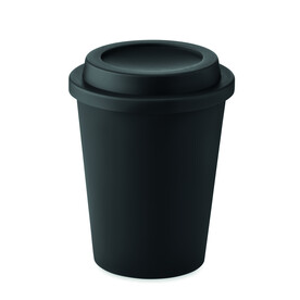Doppelwandiger Becher PP 300ml - Schwarz bedrucken, Art.-Nr. MO6583-03