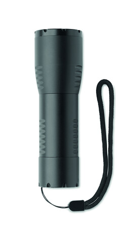 Kleine LED-Taschenlampe Alu - Schwarz bedrucken, Art.-Nr. MO6591-03