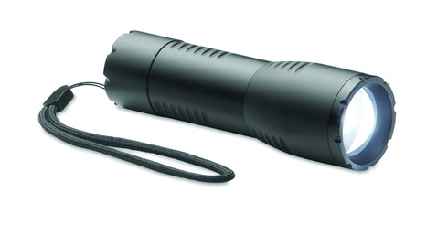 Kleine LED-Taschenlampe Alu - Schwarz bedrucken, Art.-Nr. MO6591-03