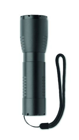 Kleine LED-Taschenlampe Alu - Schwarz bedrucken, Art.-Nr. MO6591-03