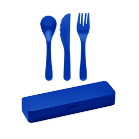 Besteck-Set PP - Blau bedrucken, Art.-Nr. MO6661-04