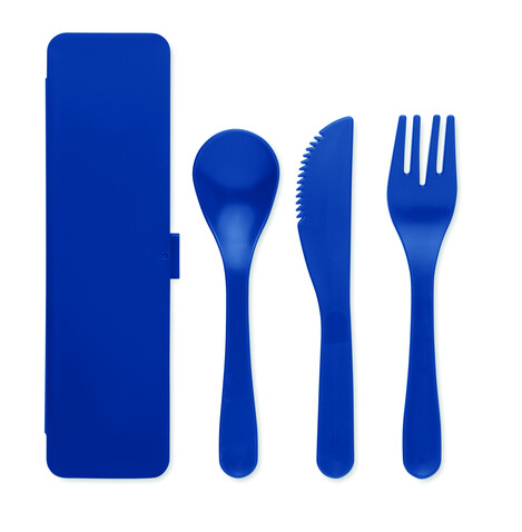 Besteck-Set PP - Blau bedrucken, Art.-Nr. MO6661-04