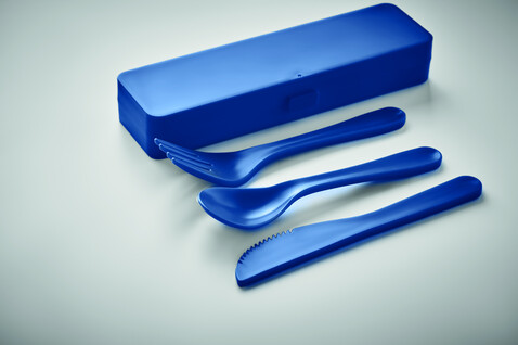 Besteck-Set PP - Blau bedrucken, Art.-Nr. MO6661-04