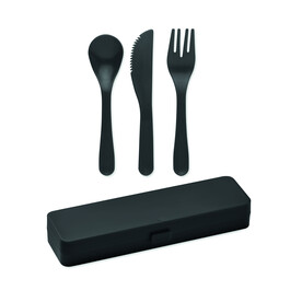 Besteck-Set PP - Schwarz bedrucken, Art.-Nr. MO6661-03