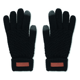 Touchscreen Handschuhe RPET - Schwarz bedrucken, Art.-Nr. MO6667-03
