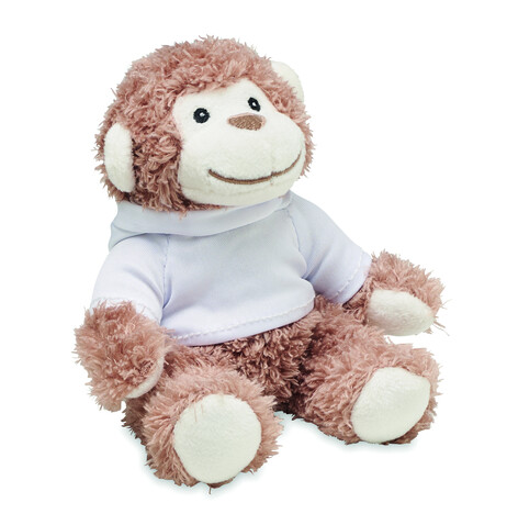 Plüsch-Affe mit Hoody - Weiß bedrucken, Art.-Nr. MO6737-06 Plüsch-Affe mit Hoody - Weiß bedrucken, Art.-Nr. MO6737-06