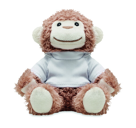 Plüsch-Affe mit Hoody - Weiß bedrucken, Art.-Nr. MO6737-06 Plüsch-Affe mit Hoody - Weiß bedrucken, Art.-Nr. MO6737-06