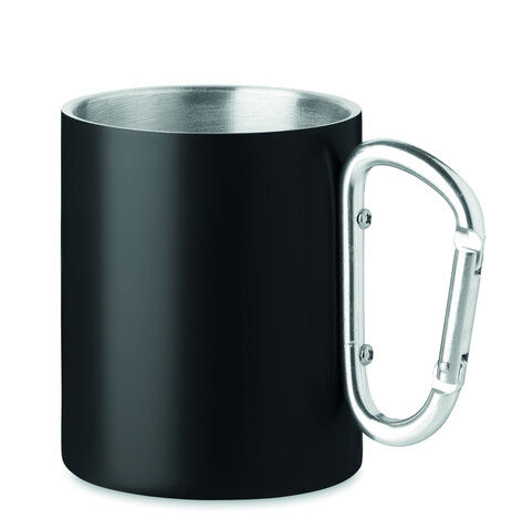 Trinkbecher mit Karabiner - Schwarz bedrucken, Art.-Nr. MO6873-03 Trinkbecher mit Karabiner - Schwarz bedrucken, Art.-Nr. MO6873-03