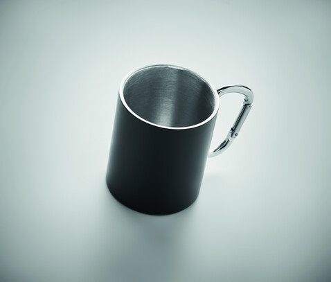 Trinkbecher mit Karabiner - Schwarz bedrucken, Art.-Nr. MO6873-03 Trinkbecher mit Karabiner - Schwarz bedrucken, Art.-Nr. MO6873-03