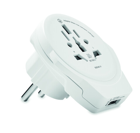 Skross World to Europe USB 12W - Weiß bedrucken, Art.-Nr. MO6881-06