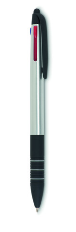 3-Farb-Kugelschreiber/Stylus - Silber bedrucken, Art.-Nr. MO8812-14