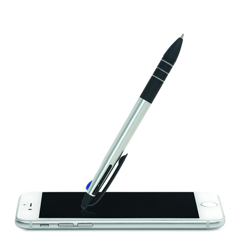 3-Farb-Kugelschreiber/Stylus - Silber bedrucken, Art.-Nr. MO8812-14