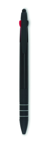 3-Farb-Kugelschreiber/Stylus - Schwarz bedrucken, Art.-Nr. MO8812-03