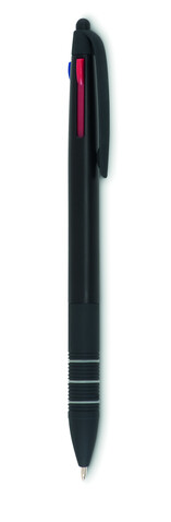 3-Farb-Kugelschreiber/Stylus - Schwarz bedrucken, Art.-Nr. MO8812-03