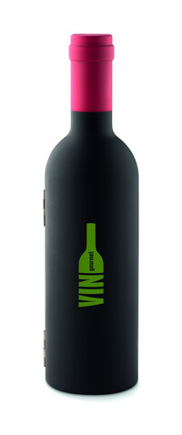 Wein-Set Flasche - Schwarz bedrucken, Art.-Nr. MO8999-03