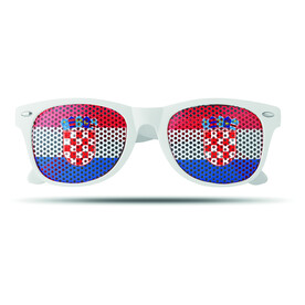 Fan Sonnenbrille - Weiß/blau bedrucken, Art.-Nr. MO9275-36