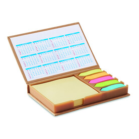 Notizzettelhalter mit Kalender - Beige bedrucken, Art.-Nr. MO9394-13