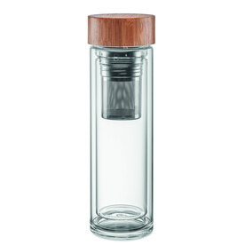 Doppelwandige Trinkflasche 420ml - Transparent bedrucken, Art.-Nr. MO9420-22