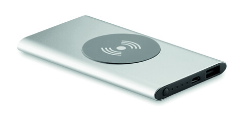 Ladestation mit Powerbank - Mattsilber bedrucken, Art.-Nr. MO9498-16 Ladestation mit Powerbank - Mattsilber bedrucken, Art.-Nr. MO9498-16