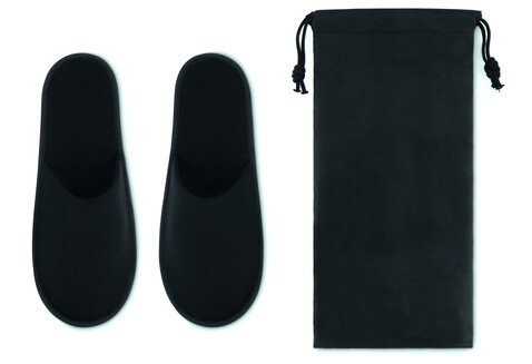 Hotelslipper im Etui - Schwarz bedrucken, Art.-Nr. MO9782-03