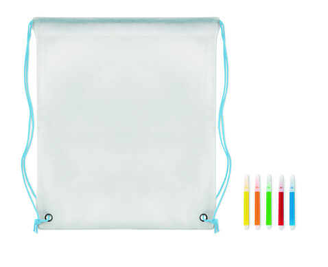 Gestaltbarer Kordelzugbeutel - Babyblau bedrucken, Art.-Nr. MO9887-66 Gestaltbarer Kordelzugbeutel - Babyblau bedrucken, Art.-Nr. MO9887-66