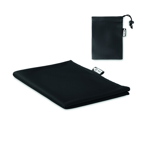 RPET Sporthandtuch mit Beutel - Schwarz bedrucken, Art.-Nr. MO9918-03 RPET Sporthandtuch mit Beutel - Schwarz bedrucken, Art.-Nr. MO9918-03