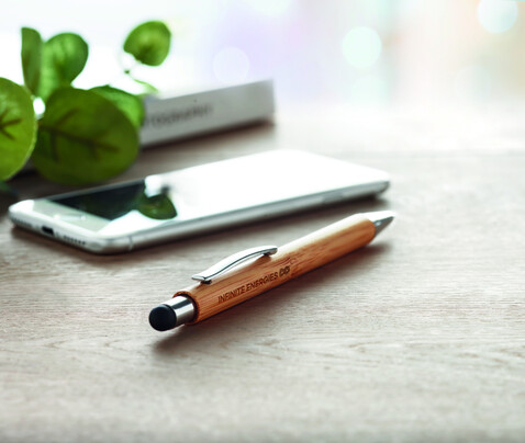 Druckkugelschreiber mit Stylus - Holz bedrucken, Art.-Nr. MO9945-40 Druckkugelschreiber mit Stylus - Holz bedrucken, Art.-Nr. MO9945-40
