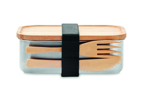 Lunchbox Edelstahl 600ml - Holz bedrucken, Art.-Nr. MO9967-40