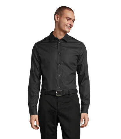 BLAISE MEN SHIRT - Deep Black bedrucken, Art.-Nr. N03182-DB-4XL