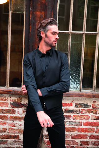 BLAISE MEN SHIRT - Deep Black bedrucken, Art.-Nr. N03182-DB-4XL