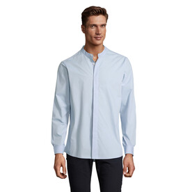 BART MEN MAO COLLAR SHIRT - Soft Blue bedrucken, Art.-Nr. N03792-EU-M