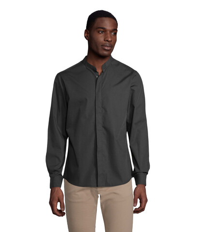 BART MEN MAO COLLAR SHIRT - Deep Black bedrucken, Art.-Nr. N03792-DB-M BART MEN MAO COLLAR SHIRT - Deep Black bedrucken, Art.-Nr. N03792-DB-M