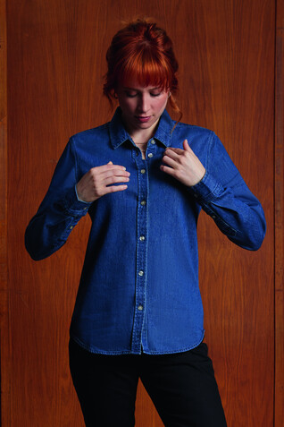 BENNETT WOMEN DENIM SHIRT - Light Oxford bedrucken, Art.-Nr. N04797-LO-XXL