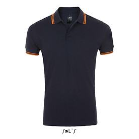 PASADENA Herren Polo 200g - Marineblau/Neonorange bedrucken, Art.-Nr. S00577-FO-3XL