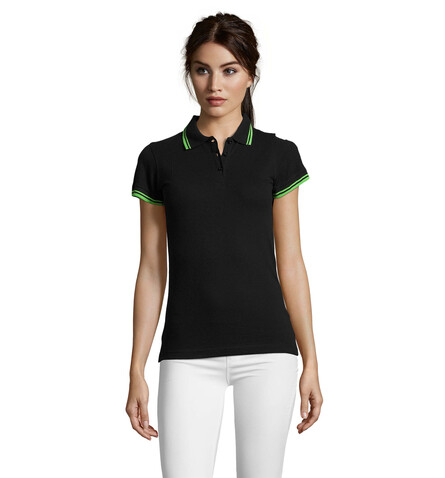 PASADENA Damen Polo 200g - Black/Lime bedrucken, Art.-Nr. S00578-BN-XL PASADENA Damen Polo 200g - Black/Lime bedrucken, Art.-Nr. S00578-BN-XL