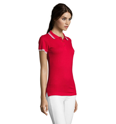 PASADENA Damen Polo 200g - Rot / Weiß bedrucken, Art.-Nr. S00578-RE-XL PASADENA Damen Polo 200g - Rot / Weiß bedrucken, Art.-Nr. S00578-RE-XL