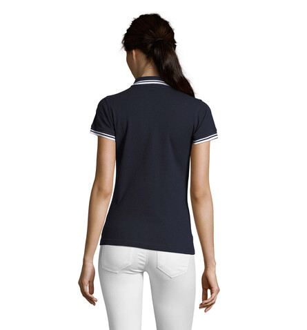 PASADENA Damen Polo 200g - Französische Marine/weiß bedrucken, Art.-Nr. S00578-FW-XXL