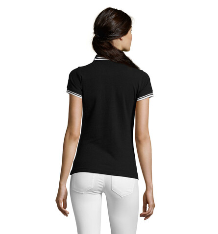 PASADENA Damen Polo 200g - Schwarz / Weiß bedrucken, Art.-Nr. S00578-BC-XXL PASADENA Damen Polo 200g - Schwarz / Weiß bedrucken, Art.-Nr. S00578-BC-XXL