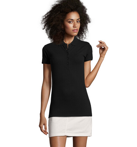 PHOENIX WOMEN ELASTANE POLO - Schwarz bedrucken, Art.-Nr. S01709-BK-M PHOENIX WOMEN ELASTANE POLO - Schwarz bedrucken, Art.-Nr. S01709-BK-M