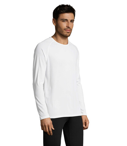 SPORTY LSL MEN T-SHIRT - White bedrucken, Art.-Nr. S02071-WH-L