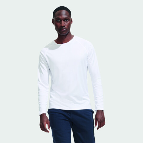 SPORTY LSL MEN T-SHIRT - White bedrucken, Art.-Nr. S02071-WH-L