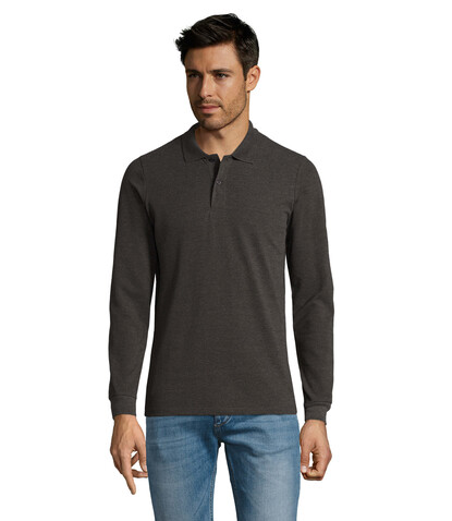 PERFECT MEN LSL POLO 180g - Charcoal Melange bedrucken, Art.-Nr. S02087-CE-L PERFECT MEN LSL POLO 180g - Charcoal Melange bedrucken, Art.-Nr. S02087-CE-L