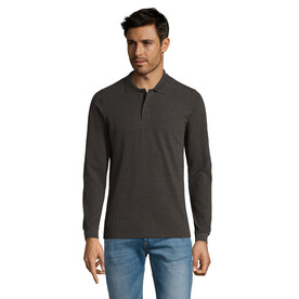 PERFECT MEN LSL POLO 180g - Charcoal Melange bedrucken, Art.-Nr. S02087-CE-XXL