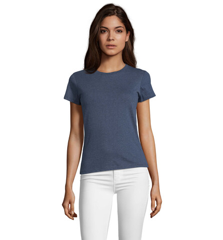 REGENT FIT WOMEN 150g - Heather Denim bedrucken, Art.-Nr. S02758-HD-L