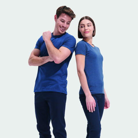 REGENT FIT WOMEN 150g - Heather Denim bedrucken, Art.-Nr. S02758-HD-L