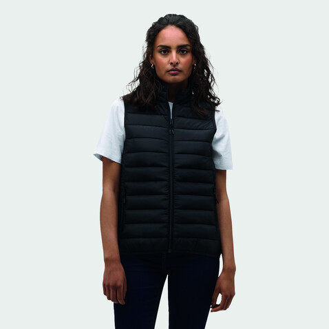 STREAM WOMEN Bodywarmer - Schwarz bedrucken, Art.-Nr. S04021-BK-XXL