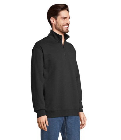 CONRAD Sweater Zip Kragen - Schwarz bedrucken, Art.-Nr. S04234-BK-4XL