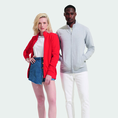 COOPER SWEATSHIRT FULL ZIP - Grau-Melange 2 bedrucken, Art.-Nr. S04240-GY-XS